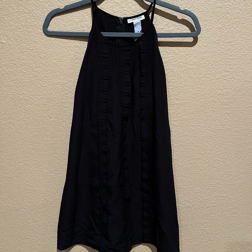 Calvin Klein Black Ruffle Halter Tank